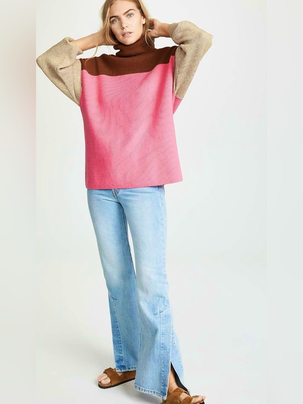 Free People Color-Blocked Knit Tunic , sz : large